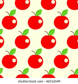 Seamless apple background. Funny red apples on the beige background. Vector illustration.