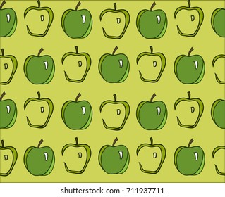Seamless apple background pattern. Vector illustration.