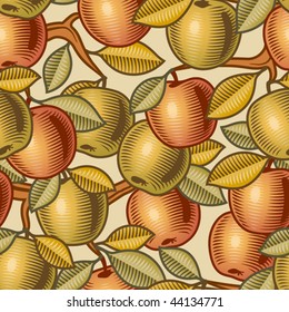 Seamless apple background. Vector