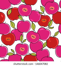 Seamless apple background - vector pattern