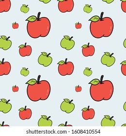 Seamless apple background - vector pattern