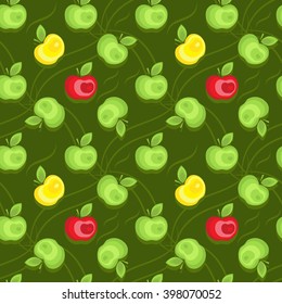 Seamless apple background vector pattern for advertising, design, web, tissue, packaging