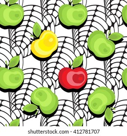 Seamless apple background vector pattern for advertising, design, web, tissue, packaging