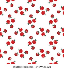 Seamless apple cartoon pattern, cherry patter endless repeat, design for fabric printing 