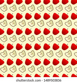 Seamless  apple fruit pattern vector background red color
