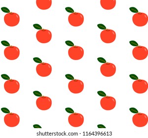 Seamless apple pattern.  Autumn harvest. Packaging paper. Red apples on white background. 