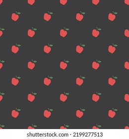 Seamless apple pattern. Colored seamless doodle pattern with red apples