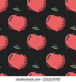 Seamless apple pattern. Colored seamless doodle pattern with red apples