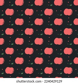 Seamless apple pattern. Colored seamless doodle pattern with apples
