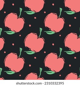 Seamless apple pattern. Colored seamless doodle pattern with red apples