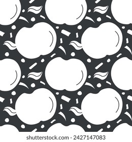 Patrón de manzana sin costuras. Patrón de garabato sin fisuras de colores con manzanas rojas