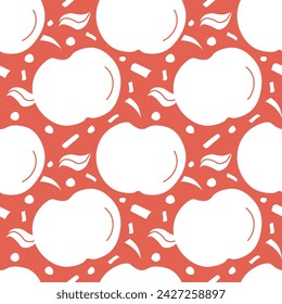 Seamless apple pattern. Colored seamless doodle pattern with red apples