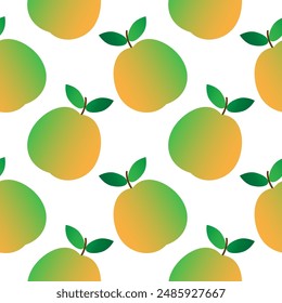 Seamless apple pattern. Fruit isolated on white background. Vector illustration. Web design, textile, print, packaging