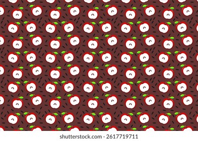 Seamless Apple Pattern with Fun Doodle Style. Perfect for textiles, wrapping paper, stationery, or digital backgrounds. Ideal for autumn-themed projects, school materials, or food-related designs.