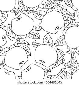Seamless apple pattern made in a vector.Hand made ornament.