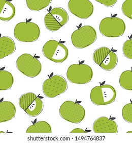 Seamless apple pattern. Scandinavian design for children. Vector illustration.