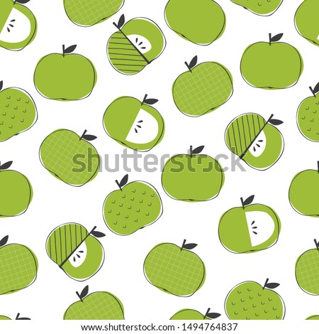 Seamless apple pattern. Scandinavian design for children. Vector illustration.