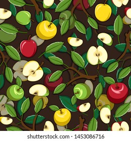 Seamless Apple Pattern, vector Background for fabric textile, banners and print