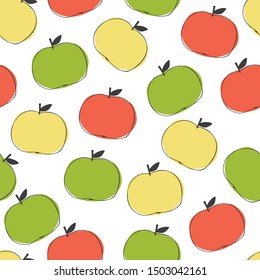 Seamless apple pattern. Vintage Scandinavian style. Vector illustration.