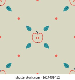 Seamless apple scandinavian trend pattern. Wrap, design, fabric texture, background. Vector flat illustration