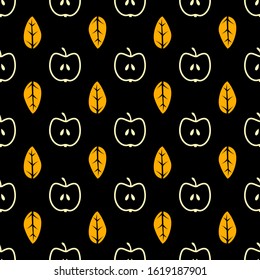 Seamless apple scandinavian trend pattern. Wrap, design, fabric texture, background. Vector flat illustration