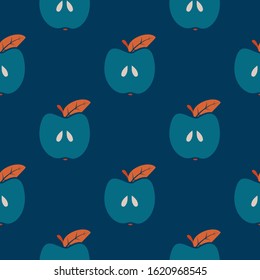 Seamless apple scandinavian trend pattern. Wrap, design, fabric texture, background. Vector flat illustration