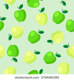 Padrão de vetor de maçã sem emenda. Papel de parede. Papel de embrulho. Comida vegana. Ilustração de culinária.