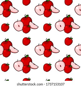 
Vector de manzana sin foco. La fruta es dulce, deliciosa y fresca. Parece adecuado para la decoración, el fondo, el papel pintado, el patrón, el papel de envoltura y otras necesidades de patrón
