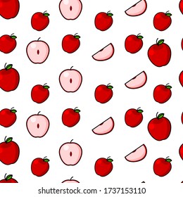 
Vector de manzana sin foco. La fruta es dulce, deliciosa y fresca. Parece adecuado para la decoración, el fondo, el papel pintado, el patrón, el papel de envoltura y otras necesidades de patrón