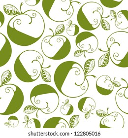 Seamless apples background, vector illustration.