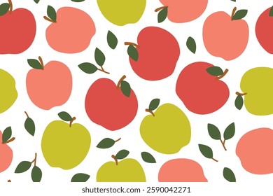 seamless apples pattern, nature, fruit background vector illustration