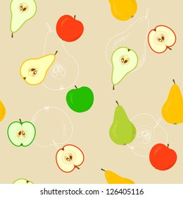 Seamless with apples and pears