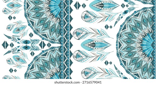 Nahtloses Aqua Blue Ornamental Pattern Design