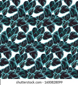 Seamless aqua menthe exotic leaves pattern vector