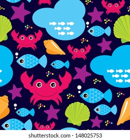 Seamless aqua ocean theme illustration background pattern in vector