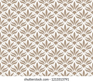 Seamless Arabesque Floral Pattern. Art Deco Style Background. Vector Abstract Flower Texture.