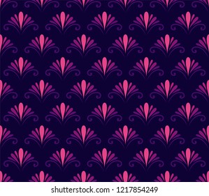 Seamless Arabesque Floral Pattern. Art Deco Style Background. Vector Abstract Flower Texture.