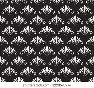 Seamless Arabesque Floral Pattern. Art Deco Style Background. Vector Abstract Flower Texture.