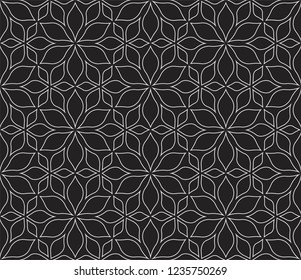 Seamless Arabesque Floral Pattern. Art Deco Style Background. Vector Abstract Flower Texture.