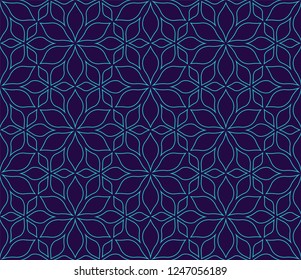 Seamless Arabesque Floral Pattern. Art Deco Style Background. Vector Abstract Flower Texture.