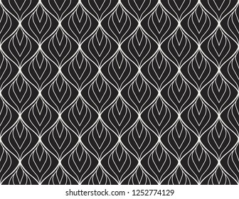 Seamless Arabesque Floral Pattern. Art Deco Style Background. Vector Abstract Flower Texture.