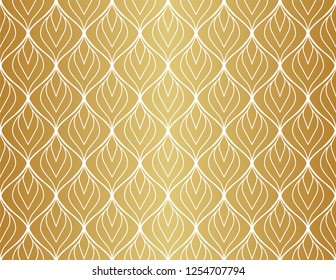 Seamless Arabesque Floral Pattern. Art Deco Style Background. Vector Abstract Flower Texture.