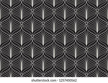 Seamless Arabesque Floral Pattern. Art Deco Style Background. Vector Abstract Flower Texture.