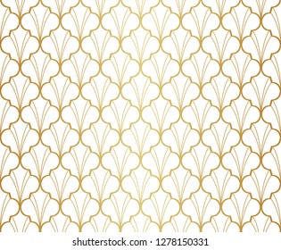 Seamless Arabesque Floral Pattern. Art Deco Style Background. Vector Abstract Flower Texture.
