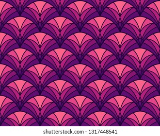 Seamless Arabesque Floral Pattern. Art Deco Style Background. Vector Abstract Flower Texture.