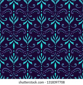 Seamless Arabesque Floral Pattern. Art Deco Style Background. Vector Abstract Flower Texture.