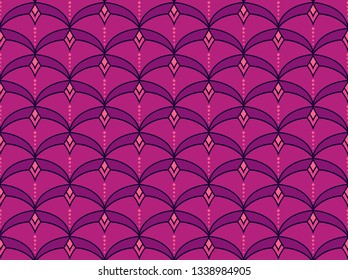 Seamless Arabesque Floral Pattern. Art Deco Style Background. Vector Abstract Flower Texture.