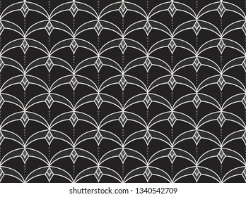 Seamless Arabesque Floral Pattern. Art Deco Style Background. Vector Abstract Flower Texture.