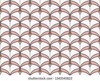 Seamless Arabesque Floral Pattern. Art Deco Style Background. Vector Abstract Flower Texture.