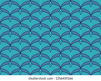 Seamless Arabesque Floral Pattern. Art Deco Style Background. Vector Abstract Flower Texture.